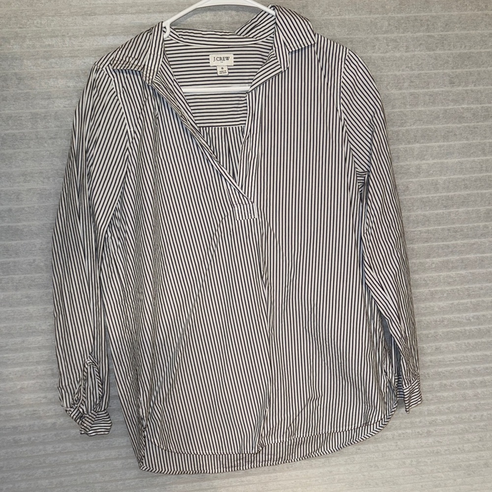 J. Crew Black and White Striped Blouse